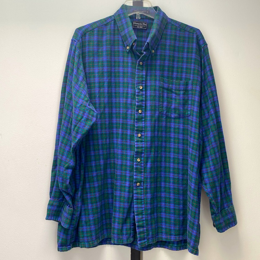 Christopher Hart Button Down 100% Cotton Flannel Plaid Shirt Men's Size 2X Big !